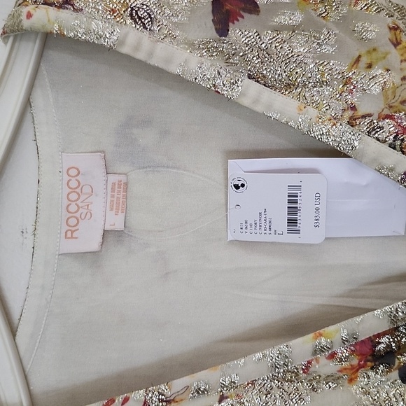 Rococo Sand Cara Mini Dress metallic gold floral free people womens Size large - Picture 6 of 15